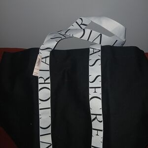 Victoria's Secret Black Tote with Branded White Straps